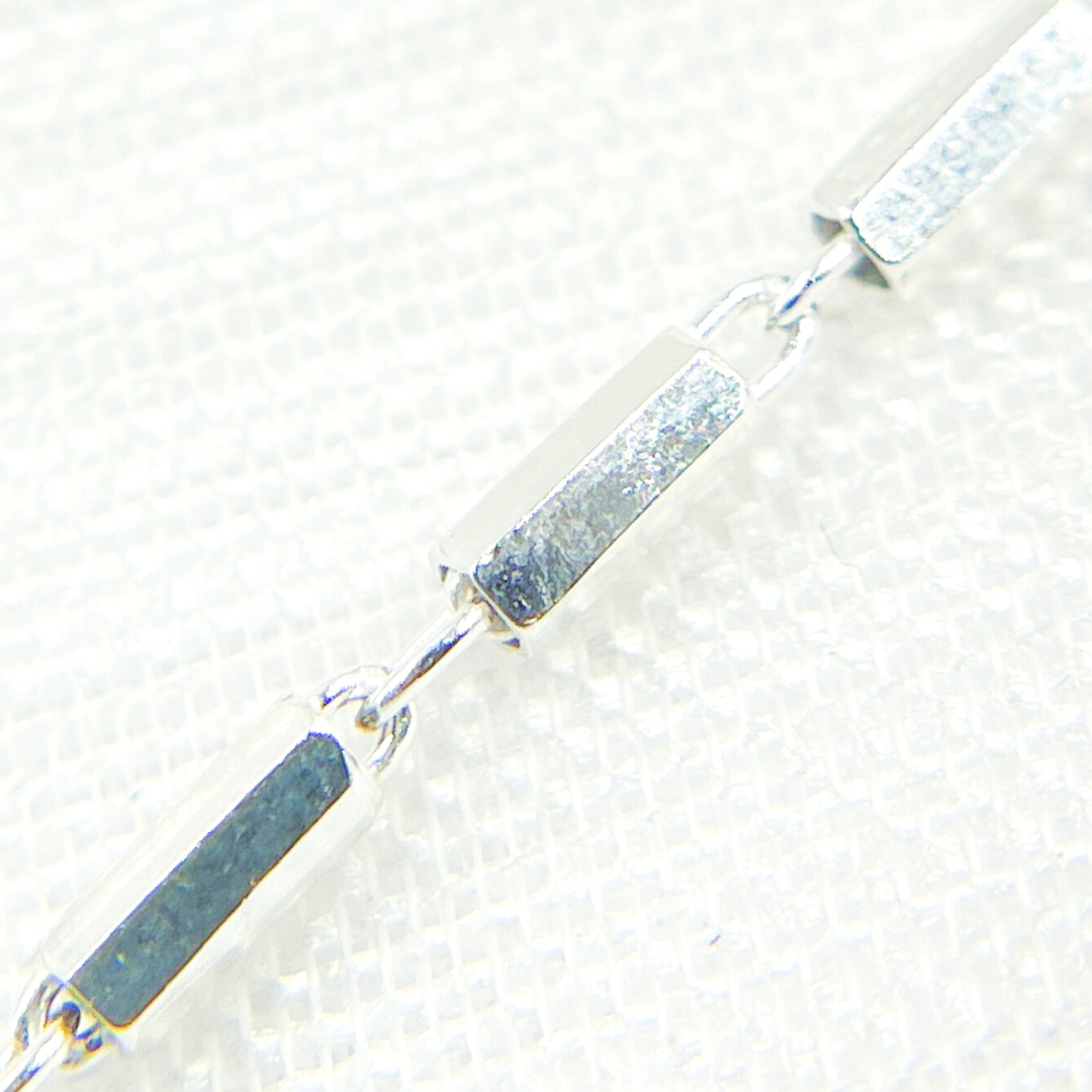 925 Sterling Silver Diamond Cut Bar Link Chain