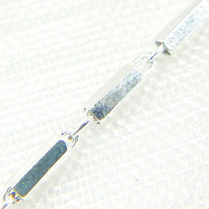 925 Sterling Silver Diamond Cut Bar Link Chain