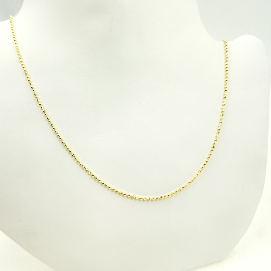 120CP8L. 14K Solid Yellow Gold Diamond Cut Ball Link Necklace