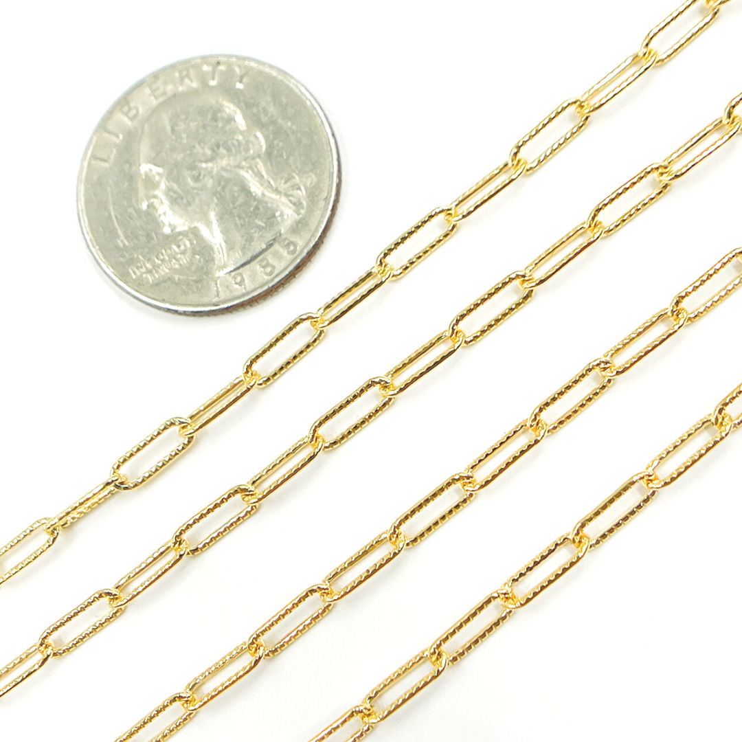 2903LGF. 14K Gold Filled Hammered Paperclip Chain