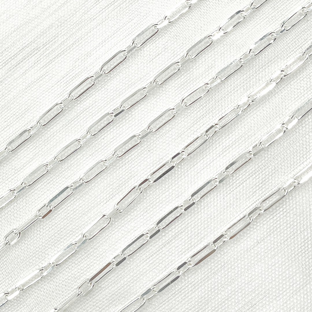 Sterling Silver Diamond Cut Paperclip Link Chain