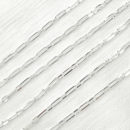 Sterling Silver Diamond Cut Paperclip Link Chain