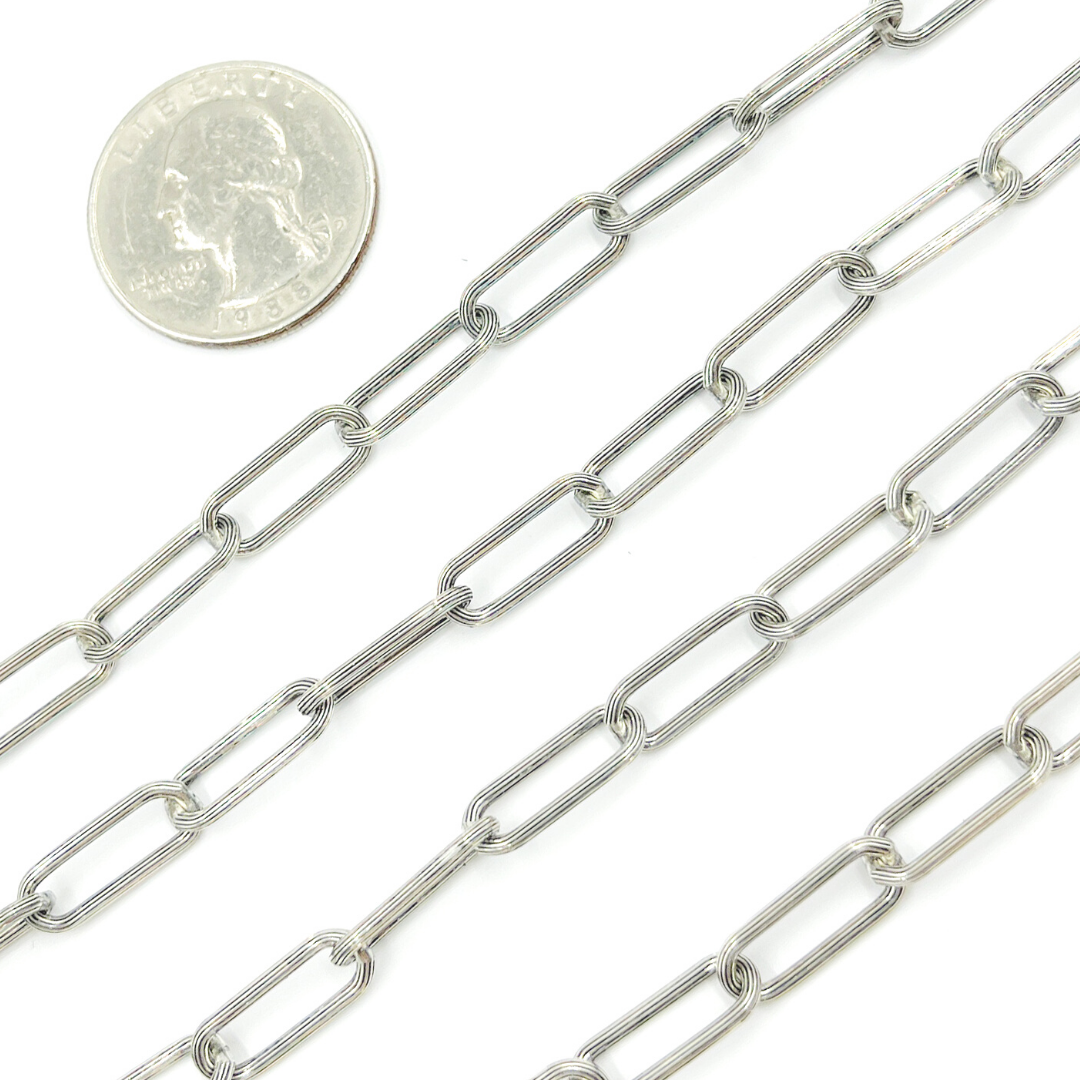Oxidized Sterling Silver Texture Paper Clip Chain
