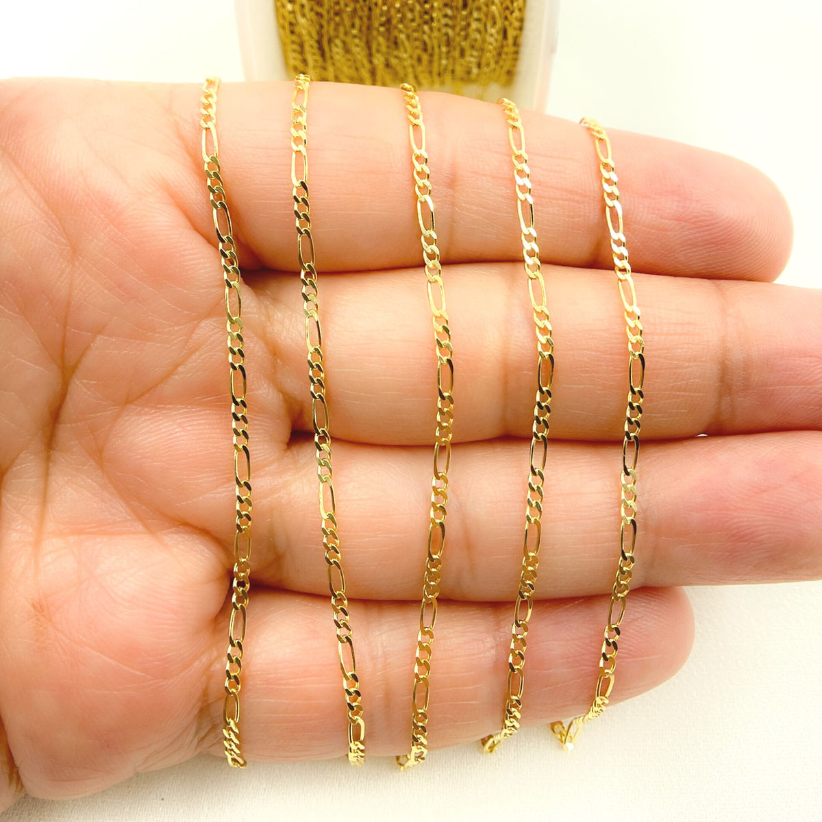 14K Solid Yellow Gold Figaro Link Chain