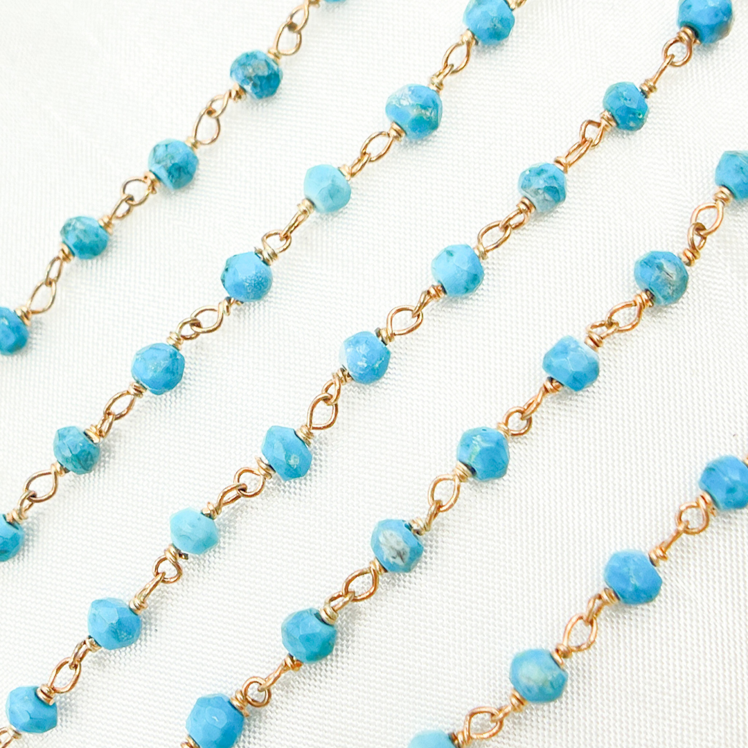 Turquoise Rose Gold Plated Wire Chain. TRQ34