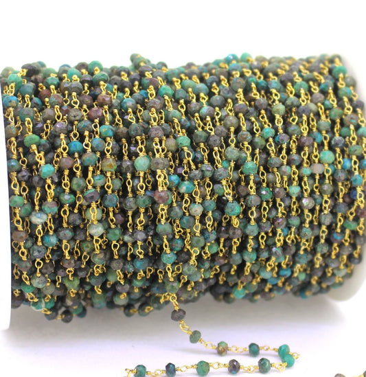 Chrysocolla Gemstone Wire Wrap Chain