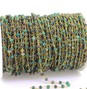 Chrysocolla Gemstone Wire Wrap Chain