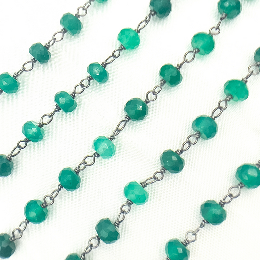 Green Onyx Oxidized Wire Chain