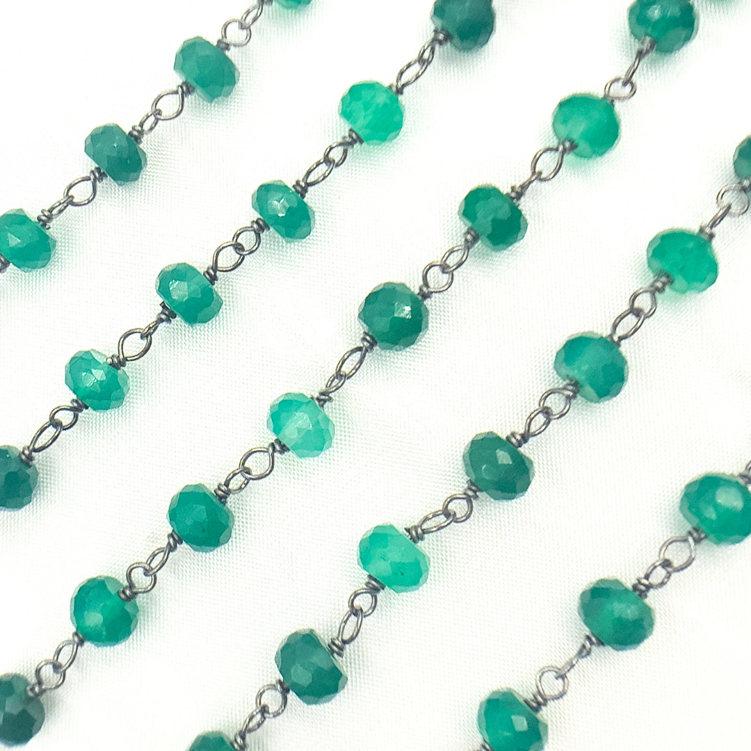 Green Onyx Oxidized Wire Chain. GRE5