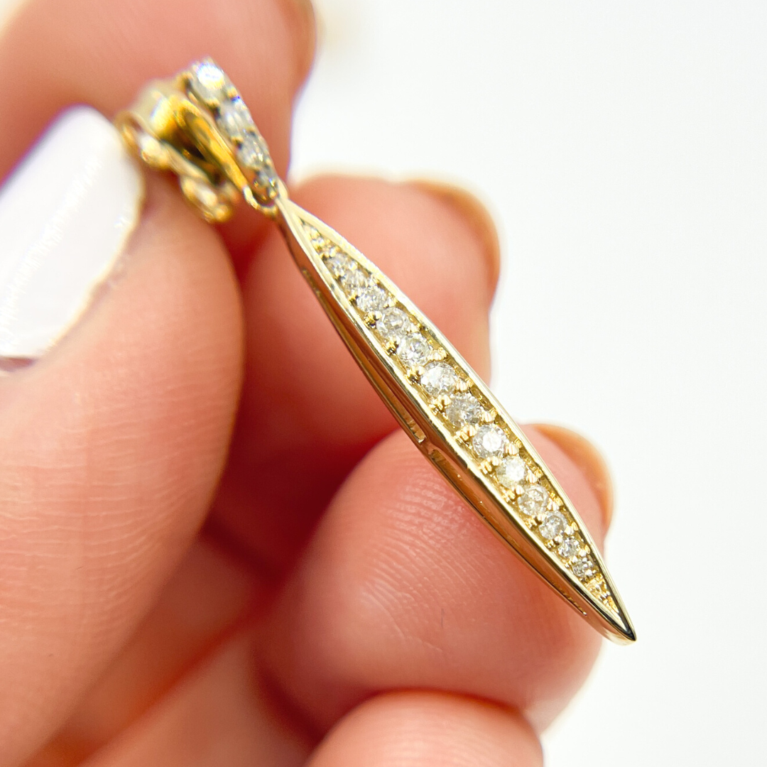 14K Solid Gold and Diamonds Dangle Earrings