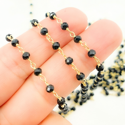 Black Spinel Gold Plated Wire Chain