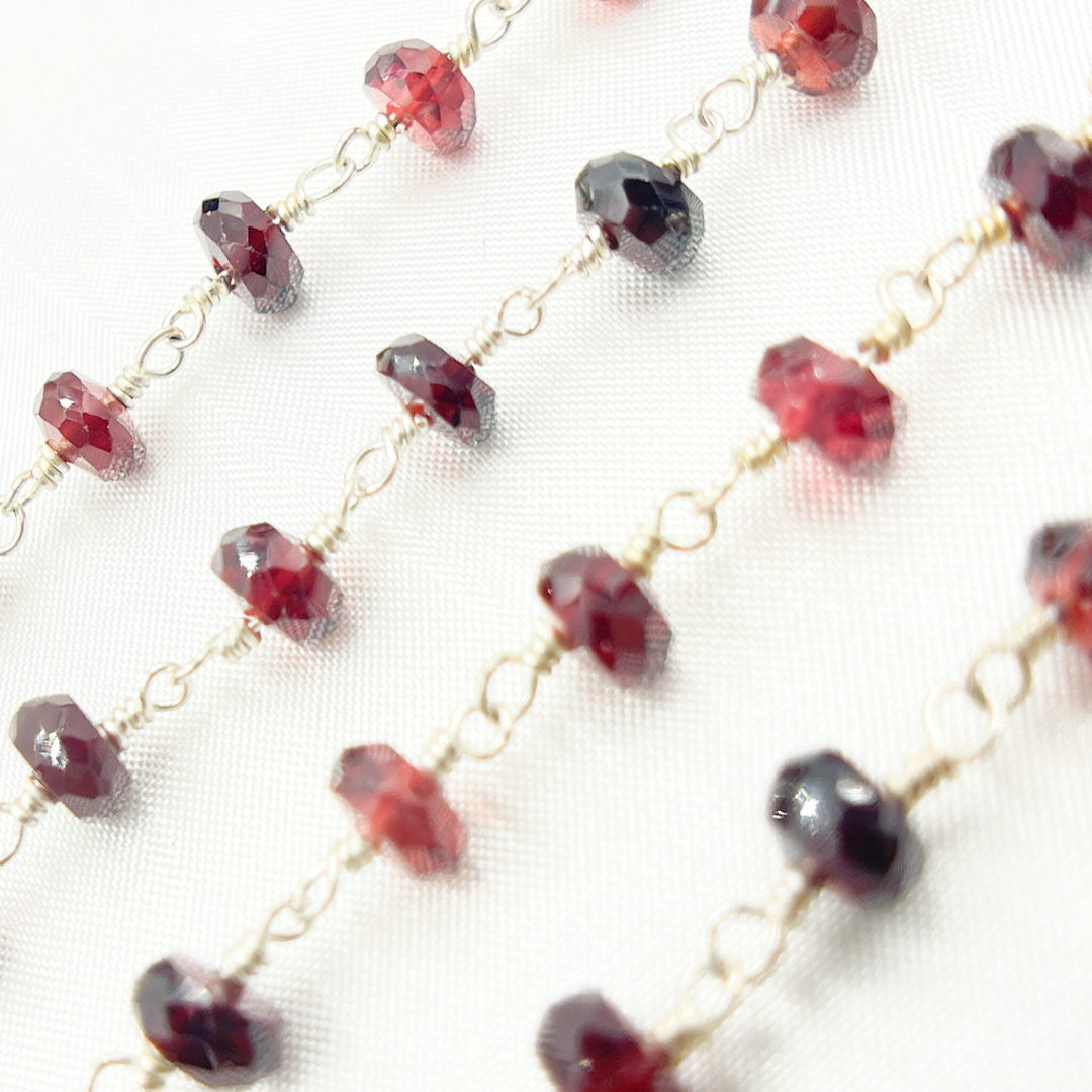 Garnet 925 Sterling Silver Wire Chain