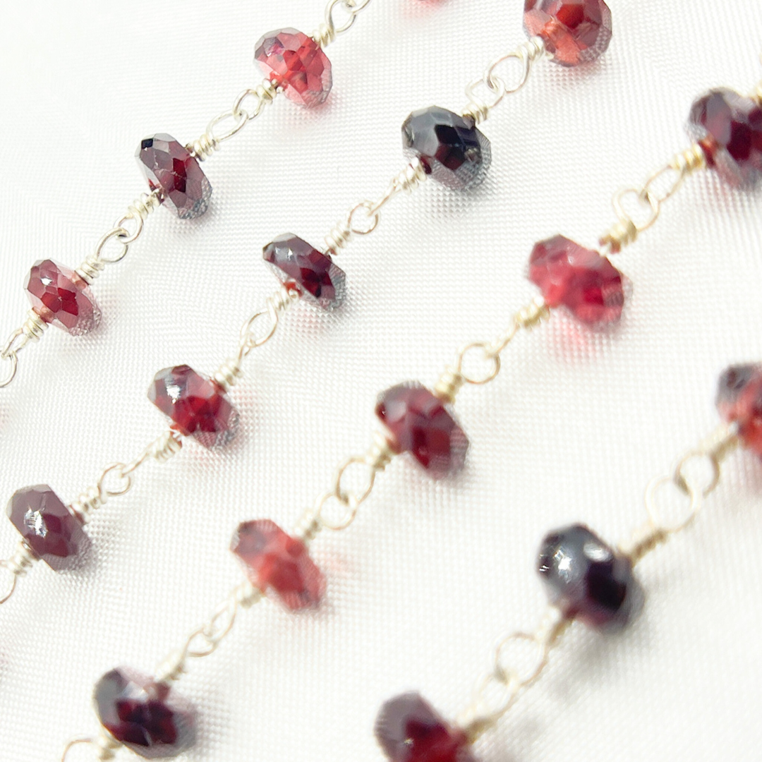 Garnet 925 Sterling Silver Wire Chain. GAR17