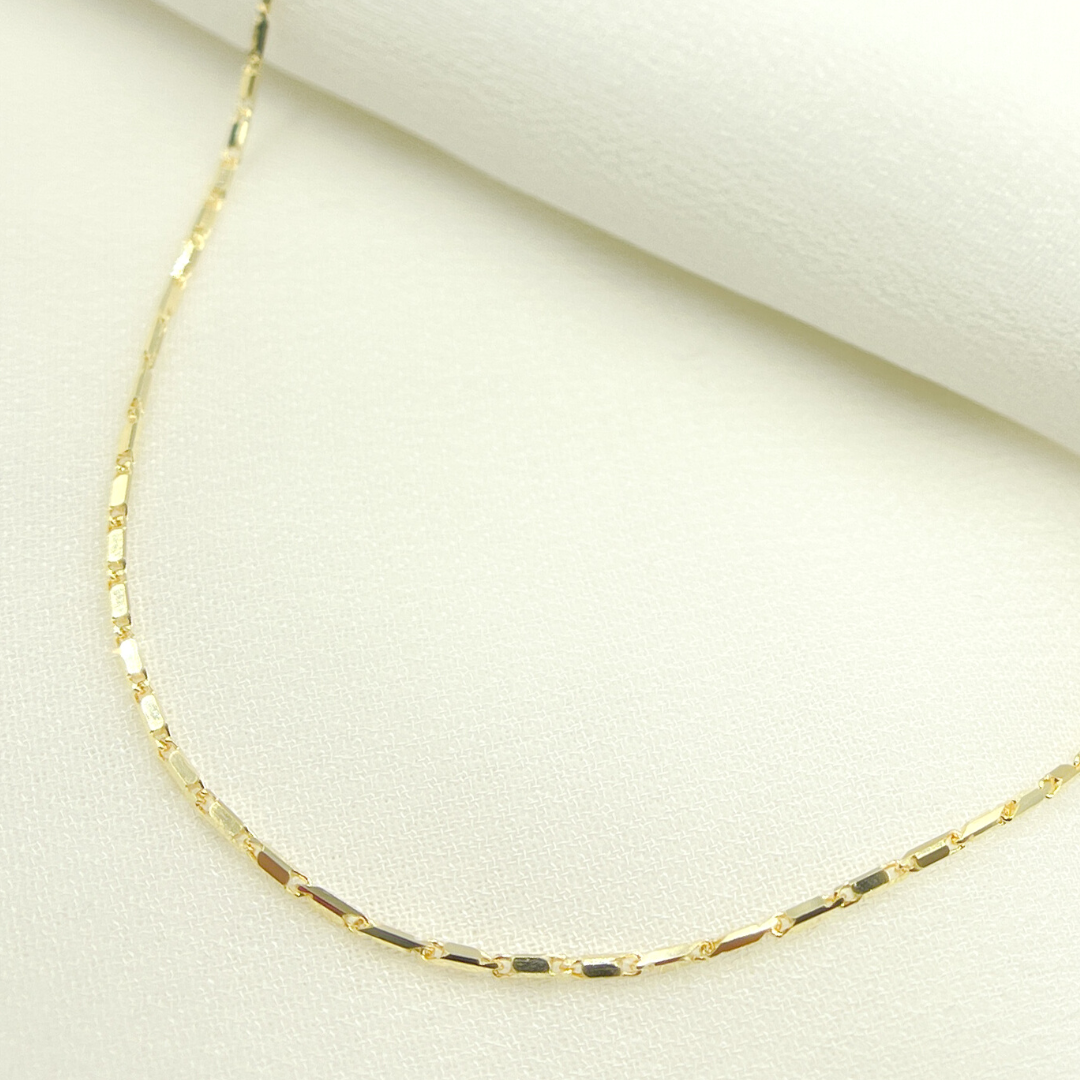 14K Solid Gold Bars Chain