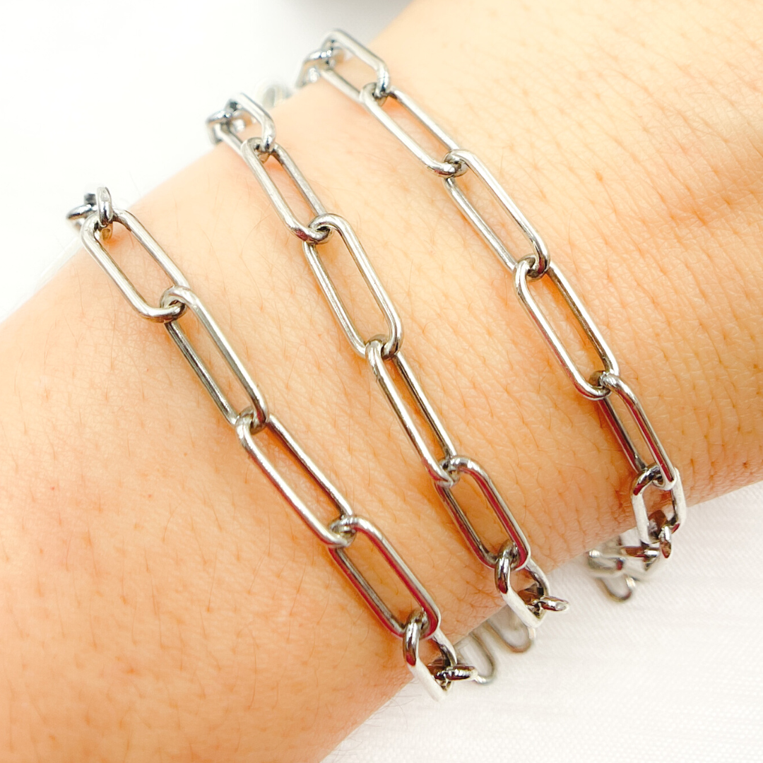 Oxidized 925 Sterling Silver Paperclip Chain. V6OX