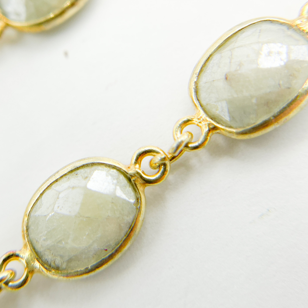 Silverite Oval Shape Bezel Gold Plated 925 Sterling Silver Wire Chain.