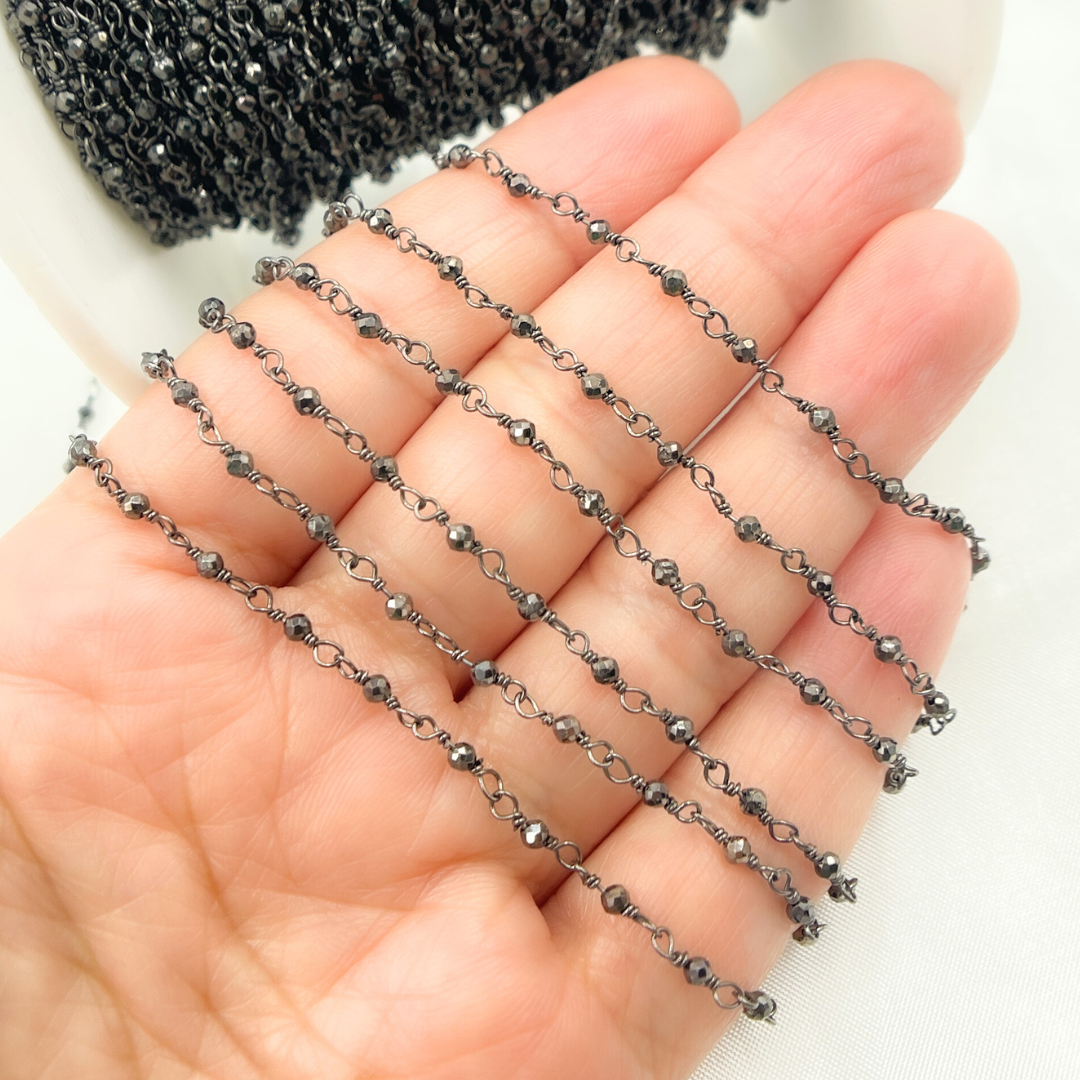 Pyrite Black Rhodium Sterling Silver Wire Chain