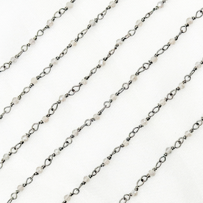Coated Grey Moonstone Oxidized Wire Chain.
