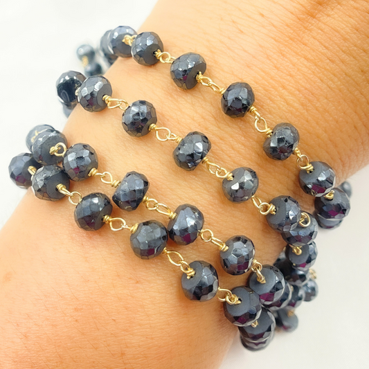 Coated Black Spinel Gold Plated Wire Chain