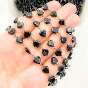 Black Spinel Heart Shape Oxidized Wire Chain