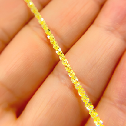 14K Solid Gold Glitter Margarita Rock Chain