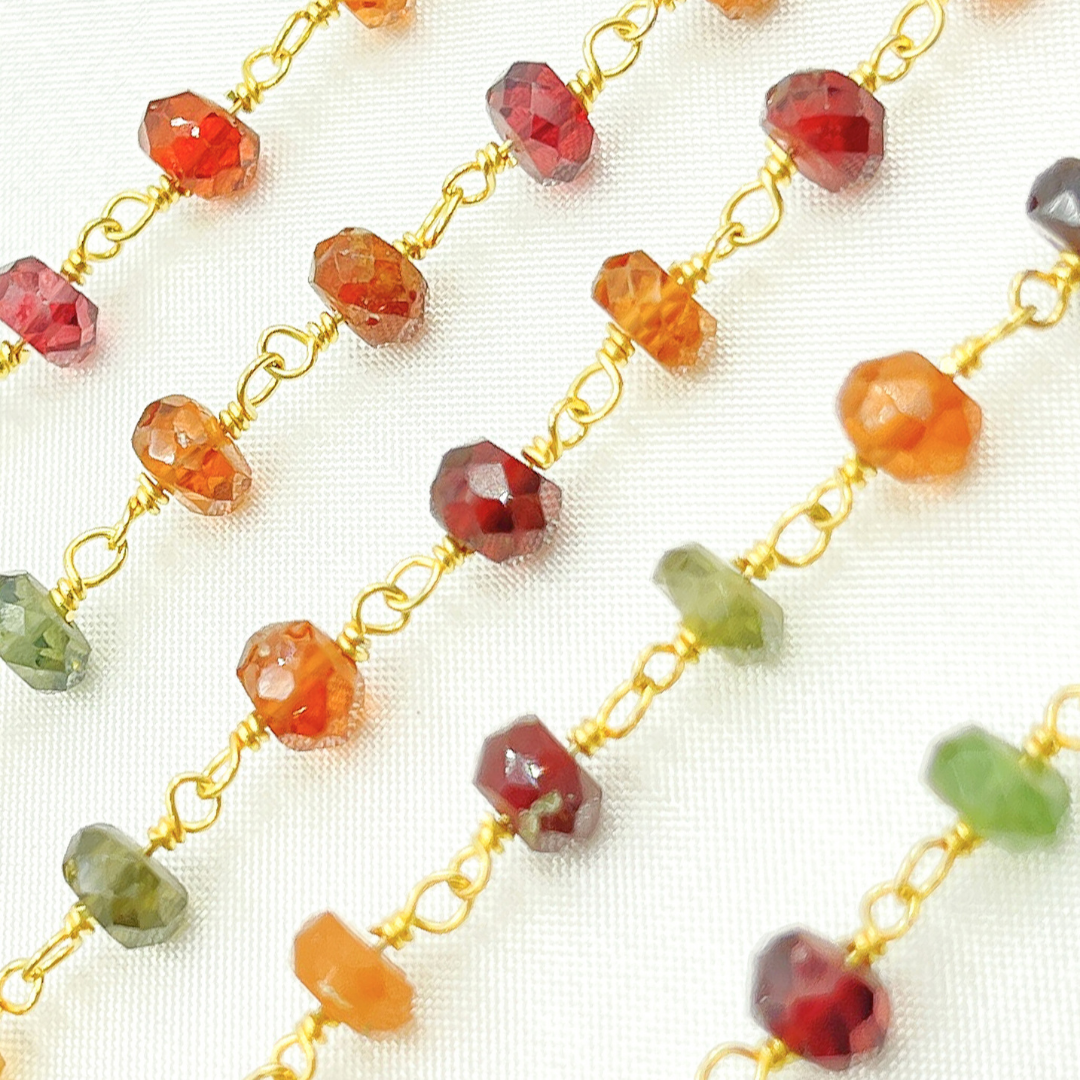 Multi Tunduru Sapphire Gold Plated Wire Chain.