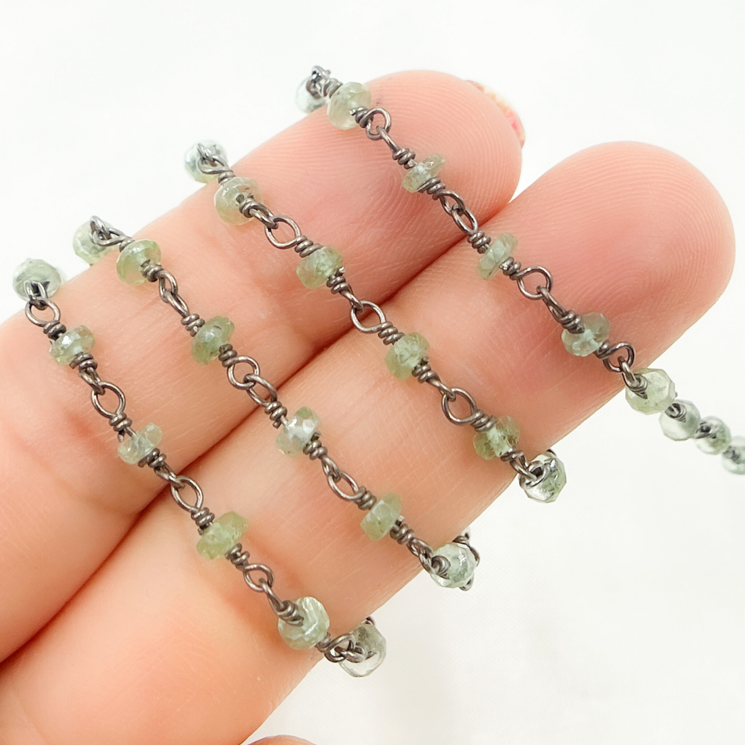 Green Kyanite Oxidized Wire Chain
