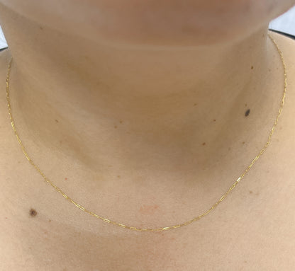 14k Solid Gold Paperclip Chain.