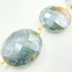 Load image into Gallery viewer, Coated Labradorite Coin Shape Gold Plated Wire Chain. CLB35
