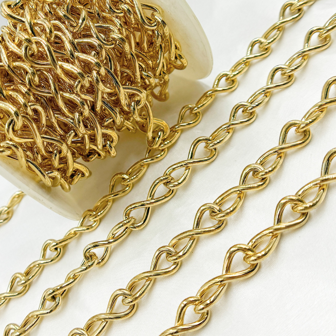 Gold Plated 925 Sterling Silver Hollow Infinite Link Chain. 565MTGP