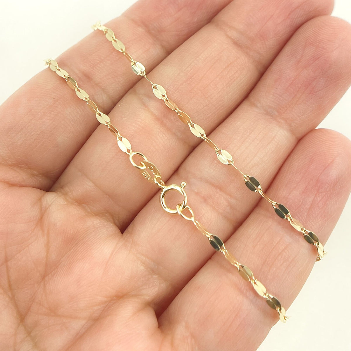 14K Solid Yellow Flat Marina Link Chain