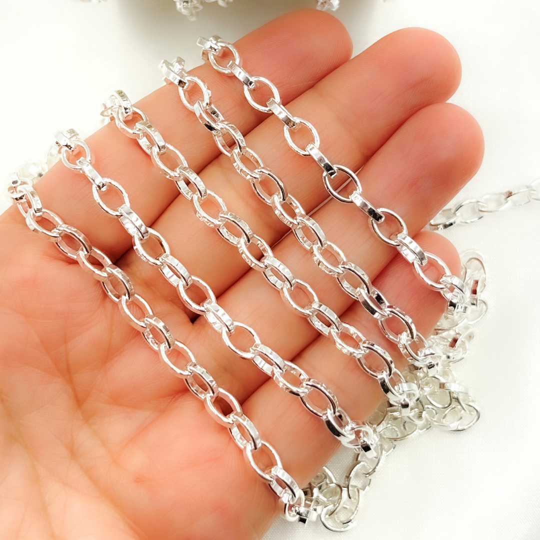 925 Sterling Silver Flat Oval Link Chain. V64SS