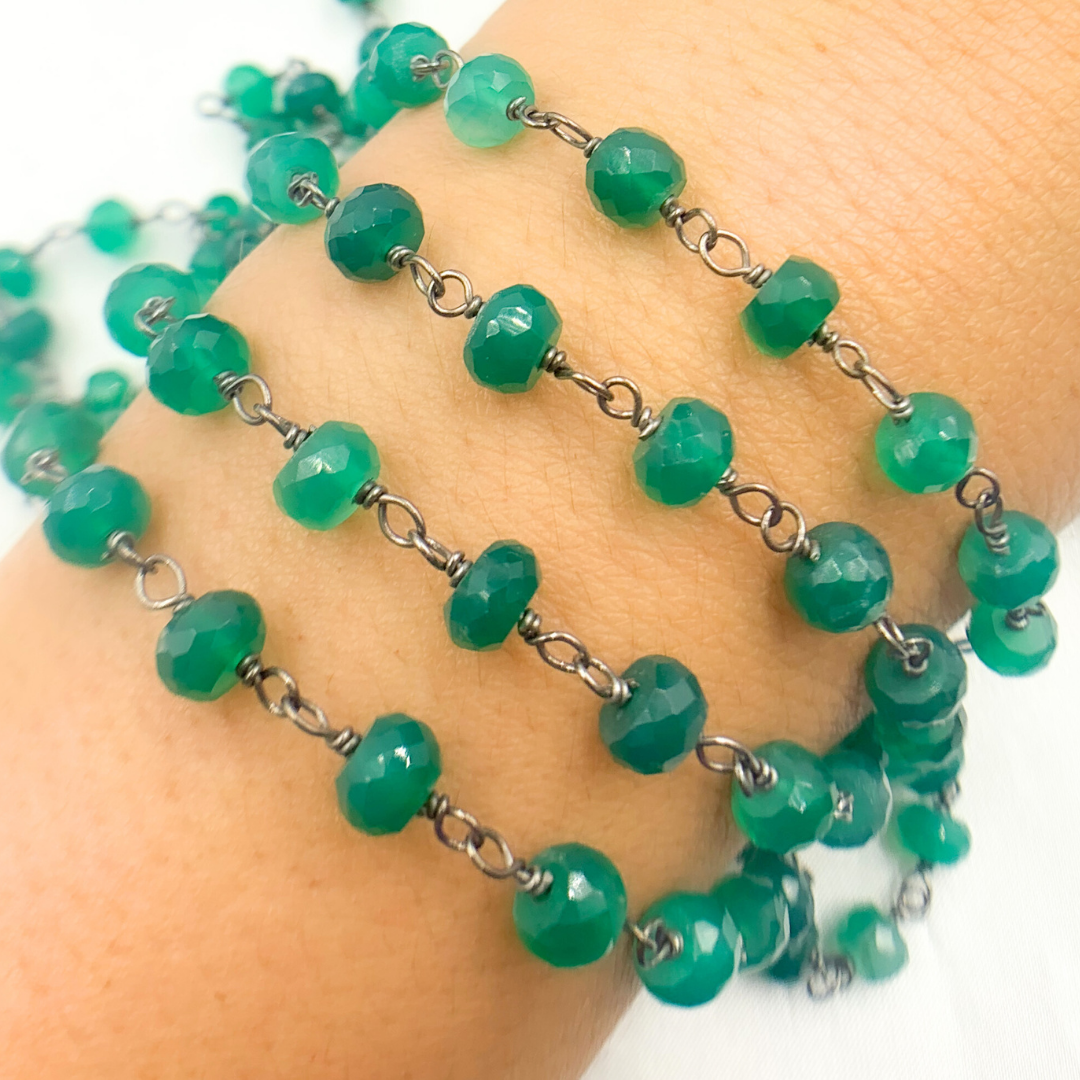 Green Onyx Oxidized Wire Chain. GRE5