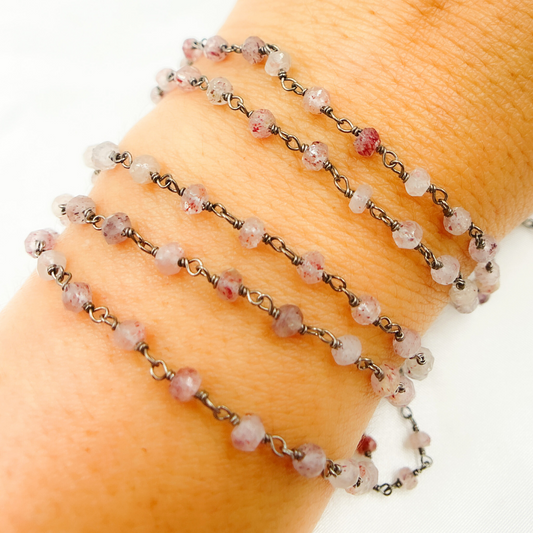 Strawberry Quartz Oxidized Wire Chain