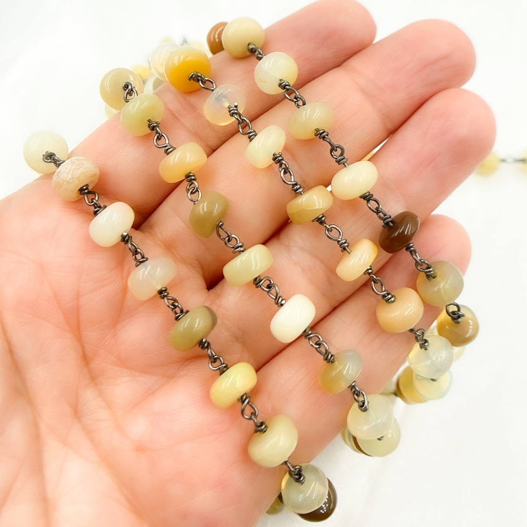 Ethiopian Opal Oxidized Wire Chain