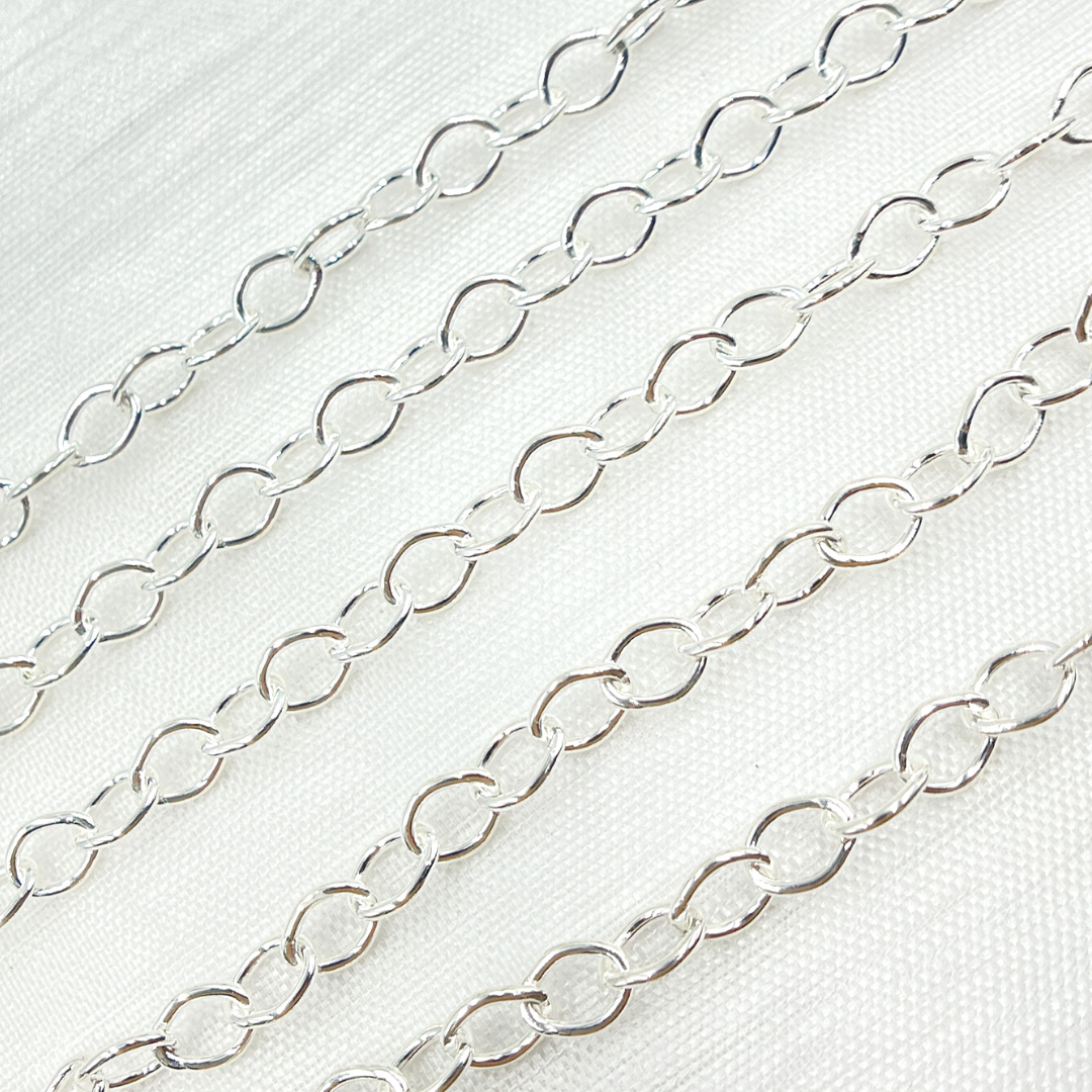 V194SS. Sterling Silver Smooth Oval Link Chain