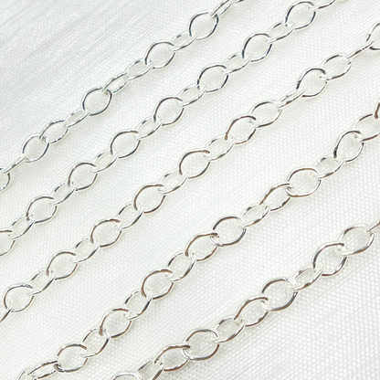 V194SS. Sterling Silver Smooth Oval Link Chain