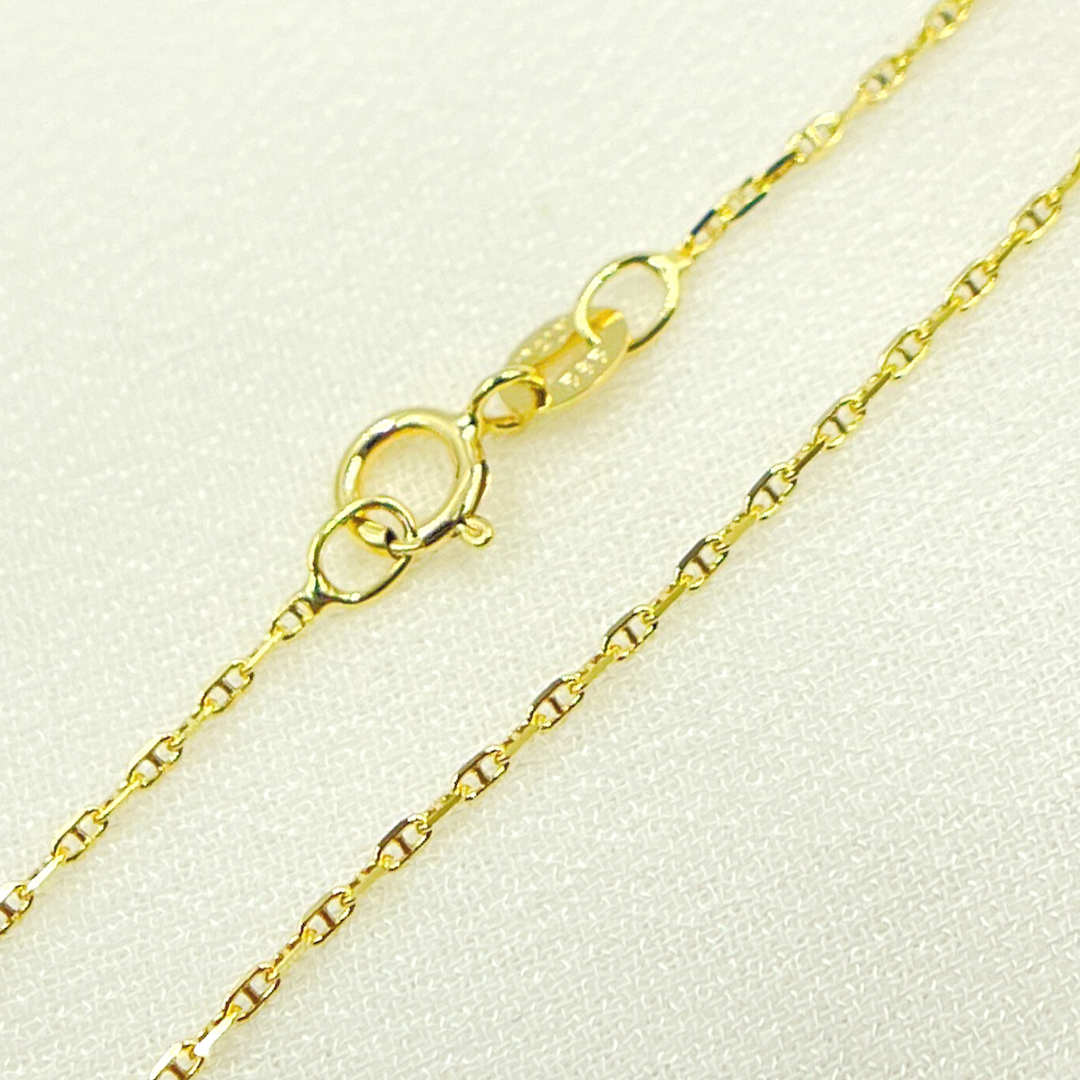 030FLP1T5. 14K Solid Yellow Gold Diamond Cut Marina Link Chain