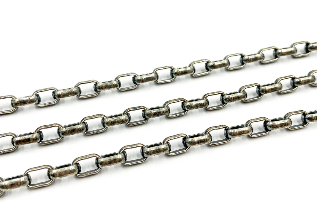 Oxidized 925 Sterling Silver Round Box Chain. 921OX
