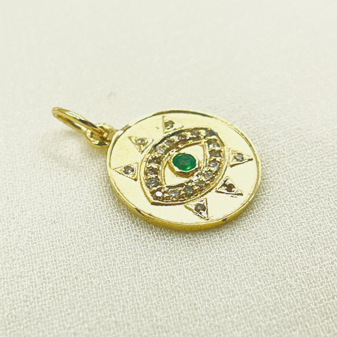 14K Solid Gold Diamond Evil Eye Charm. GDP187