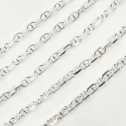 Sterling Silver Diamond Cut Marina Chain