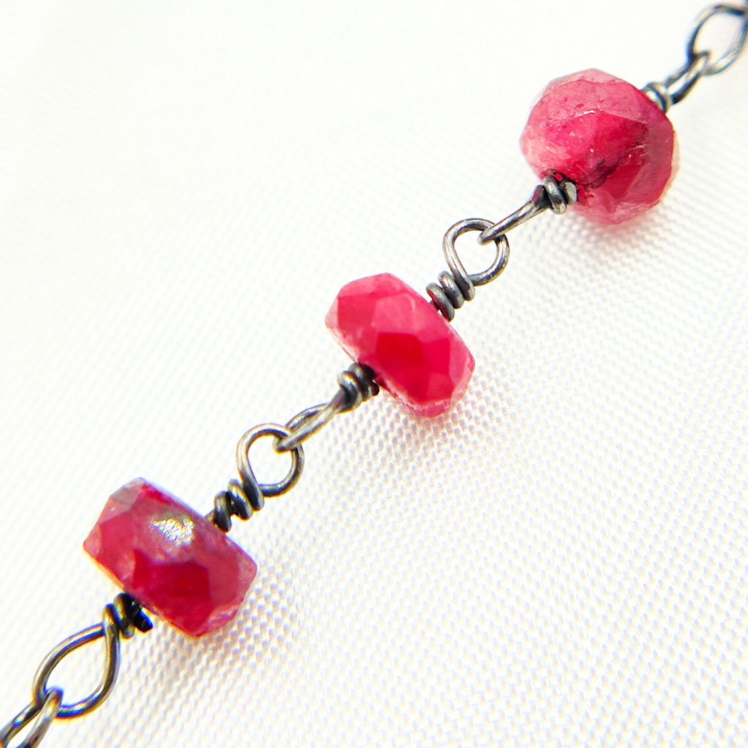 Dyed Ruby Oxidized Wire Chain. RUB11