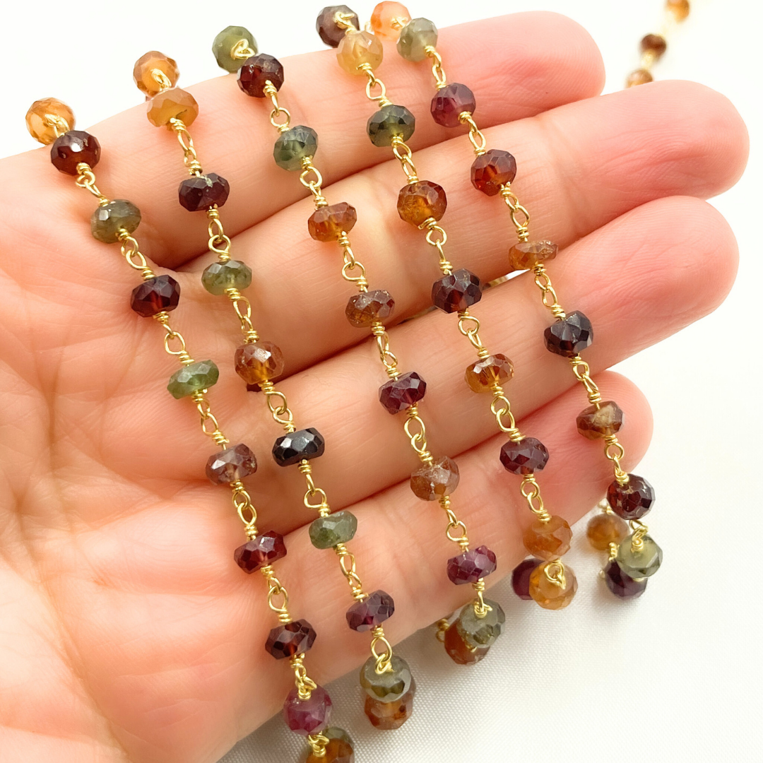 Multi Tunduru Sapphire Gold Plated Wire Chain