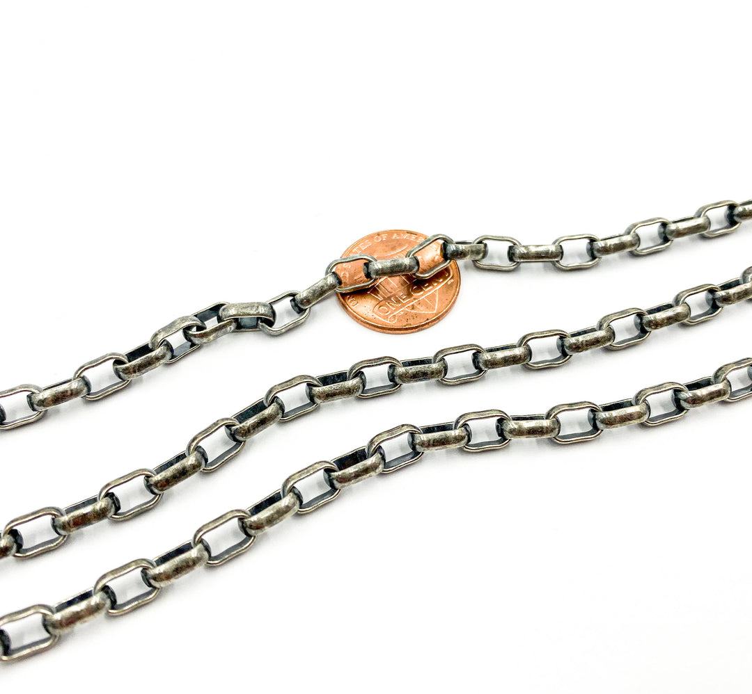 Oxidized 925 Sterling Silver Round Box Chain. 921OX
