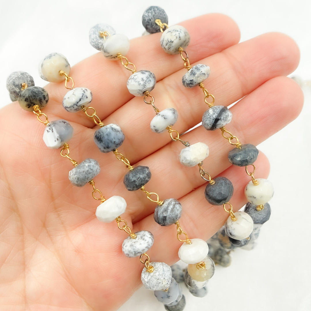 Dendrite Opal Gold Plated Wire Chain