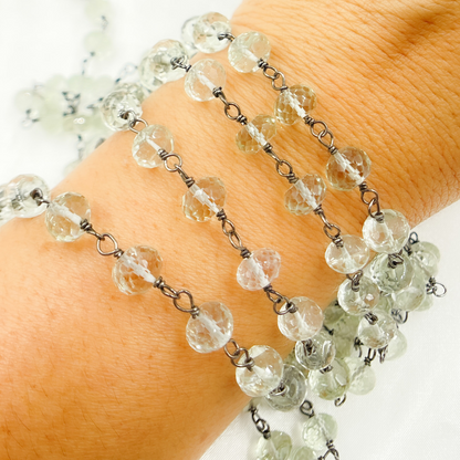 Green Amethyst Oxidized Wire Chain