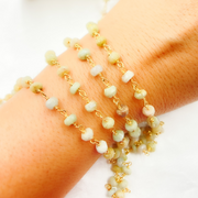 Coated Cats Eye Gold Plated Wire Chain