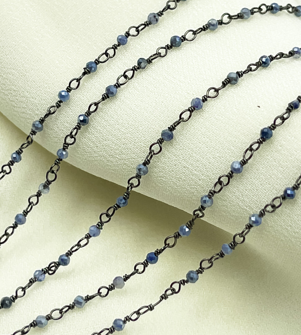 Coated Blue Quartz Wire Wrap Chain. CQU18