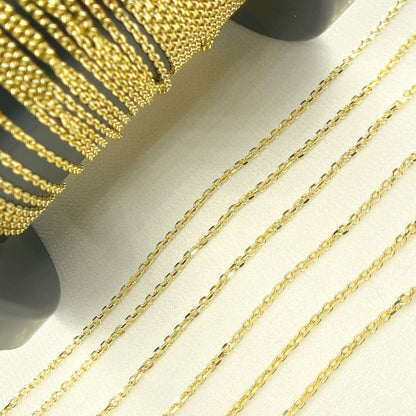 14K Solid Gold Diamond Cut Cable Link Unfinished Chain