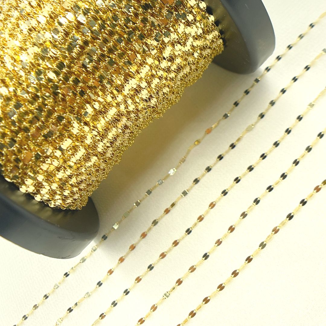 025FV10byFt. 14K Solid Gold Flat Marina Link Unfinished Chain